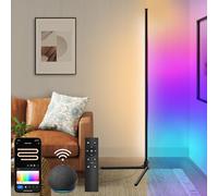 Hzitcigm Lampadaire D'angle LED, WiFi RGBCW Lampadaire sur Pied Réglable Lampe sur Pied Fonctionne avec Alexa/Google Home, Musique Sync 16 Millions Couleurs Moderne Lamp pour Salon Chambre
