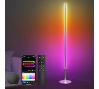 Hzitcigm Lampadaire sur Pied Salon, WiFi RGBCW LED Lampadaire Compatible avec Alexa/Google Home, Réglable LED Lampadaire D'angle Musique Sync 16 Millions Couleurs Moderne Lampadaire pour Salon, 147CM