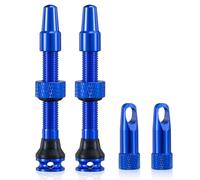 HZJD 2Pièces Valves Presta Tubeless, Bleu, Outil intégré de dépose du cœur de Valve(44 mm)