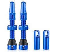 HZJD 2Pièces Valves Presta Tubeless, Bleu, Tige de Valve Tubeless (44 mm)