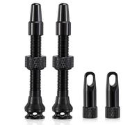 HZJD 2Pièces Valves Presta Tubeless, Noir, Outil intégré de dépose du cœur de Valve(44 mm)
