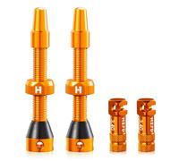 HZJD 2Pièces Valves Presta Tubeless, Orange, Fonction d'enlèvement des Rayons du Noyau intégré(44 mm)