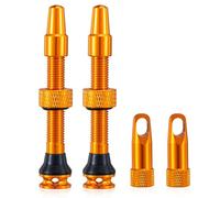 HZJD 2Pièces Valves Presta Tubeless, Orange, Outil intégré de dépose du cœur de Valve(44 mm)