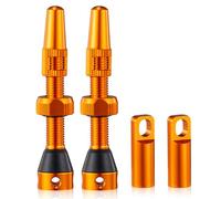 HZJD 2Pièces Valves Presta Tubeless, Orange, Tige de Valve Tubeless (44 mm)