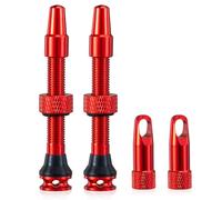 HZJD 2Pièces Valves Presta Tubeless, Rouge, Outil intégré de dépose du cœur de Valve(44 mm)