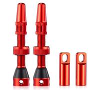 HZJD 2Pièces Valves Presta Tubeless, Rouge, Tige de Valve Tubeless (44 mm)