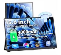 HzkHank Moniteur portable sans fil avec batterie, extension d'écran d'ordinateur portable 15,6" 1080p IPS 60 Hz, écran portable supplémentaire avec haut-parleurs, deuxième écran de voyage pour Windows