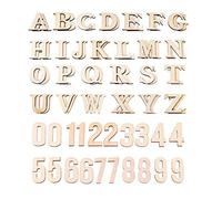 HZLHZYY Lot de 72 lettres de l'alphabet et chiffres en bois de tilleul brut pour décoration murale, tableau à lettres, décoration d'intérieur, apprentissage