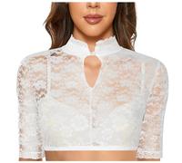 HZling Bas Sexy Femme éRotique Femmes 1PC Lingerie à Armatures Dentelle Gilet Femmes élégant Dirndl Blouse Noir Dirndl Blouse Dentelle pour Oktoberfest Lingerie(White,L)