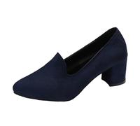 HZling Chaussures Dames Daim Confortable Décontracté Respirant Bouche Peu Profonde Talon Épais Grande Taille Chaussures Décontractées À Talons Moyens Quatre Saisons