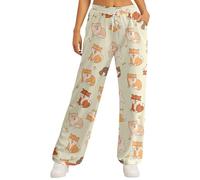 HZling Jogging Large Femme Pantalon décontracté à imprimé intégral,Tendance et Confortable pour Tous Les Jours.Coupe Fluide et Extensible,idéal pour Une Garde-Robe Polyvalente.(Khaki,M)