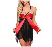 HZling Lingerie Sexy de NoëL pour Femmes sous-vêtements Femmes Hollow Thong Christmas Red Nightdress Set Sexy Festival Lingerie(Black, S)
