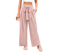 HZling Pantalon Chic Femme Pantalon décontracté pour Femme,Coupe Large avec Lien à Nouer,pour Un Confort Quotidien et Une polyvalence à Porter Toute l'année(XS)