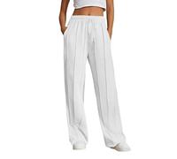 HZling Pantalon Chic Femme Pantalon décontracté pour Femme pour Un Confort Quotidien.Design élégant à Jambe Droite avec Poches fonctionnelles Une Tenue Polyvalente en Toutes Saisons.(White,XS)