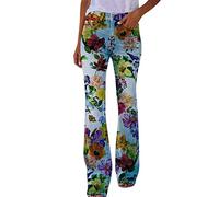 HZling Pantalon Femme Pantalon Ample décontracté imprimé à Choix Multiples pour Femmes Micro évasé Confortable(O,5XL)