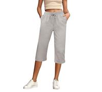 HZling Pantalon Large Femme Pantalons décontractés pour Femmes,pour Tous Les Jours et Une Utilisation Confortable et élégante,Pantalons 3 4 la Saison Estivale(Grey,XL)