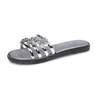 HZling Pantoufles Chaussons Tendance pour Femmes pour la Plage décontractée, Design à Bout Ouvert la détente Estivale, Style Facile à Enfiler avec Semelle Plate Un Confort Ultime