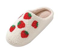 HZling Pantoufles Nouveau Confortable Maison Mignon Dessin animé Fraise modèles Hiver Coton Pantoufles Hommes et Femmes Couple modèles Fond épais Chaud Coton