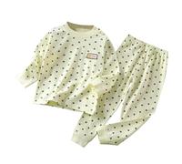 HZling Peignoir de Bain Ensemble de sous-vêtements en Coton pour Enfants,Pyjama Chaud à Manches Longues pour garçons et Filles,vêtements Maison,Automne(Yellow,12-18 Months)
