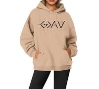 HZling Pull Femme Sweat à Capuche à Manches Longues et Poches pour Femme avec imprimé Lettre(Khaki,XXL)
