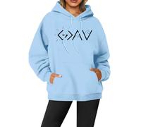 HZling Pull Femme Sweat à Capuche à Manches Longues et Poches pour Femme avec imprimé Lettre(Sky Blue,XL)