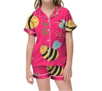 HZling PyjamaPyjama Court imprimé col V pour Enfants,vêtements de Nuit Confortables pour garçons et Filles,Un Usage Quotidien et Domestique,Ceinture élastique Douce(2-3 Ans)