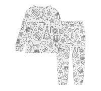 HZling Pyjamas de Noël Ensemble de vêtements d'intérieur Peints à la Main pour Enfants,Ensembles Pyjamas à colorier pour garçons et Filles avec lesquels Ils Peuvent Jouer et Porter(White,2-3Years)