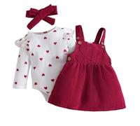 HZling Pyjamas d'hiver pour Enfants Tenue Automne-Hiver pour bébé Fille,Body à Manches Longues,Robe Chasuble en Velours côtelé et Bandeau Nourrissons et Tout-Petits(0-3 Mois)