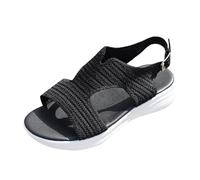 HZling Sandales Femme éTé Confortable Chaussures de danse tango à talon plat et bride à cinq brins tressés avec boucle pour la pratique latine