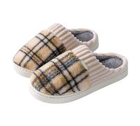 HZling Savate Homme Chaussons pour Hommes, Chaussures d'intérieur Douces et Confortables pour Couples, Semelles épaisses, Doublure Polaire, Motif à Rayures élégant