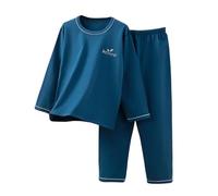 HZling Soiree Pyjama FillePyjama d'hiver Doux à Manches Longues pour Filles,Tenue de détente Confortable pour Enfants,avec Pantalon et Peignoir(Dark Blue,12-18 Mois)