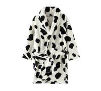 HZling Sortie de Bain Enfant Enfant en Bas âge Enfants bébé garçons Filles Imprimer Peignoirs à Capuche Chaud Flanelle Robe de Nuit vêtements Nuit Mignon Chaud Pyjamas Robe(Black,5-6 Ans)