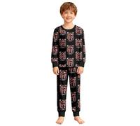 HZling Sortie de Bain Enfant Pyjama à Manches Longues pour garçon,Doux et Confortable,avec imprimé élégant.Vêtement d'intérieur idéal pour Les Enfants.(Black,6-7ans)