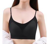 HZling Soutiens-Gorge Femme Femmes 3/4 Tasse Mince Soutien-Gorge sous-vêtements sans Couture Glace Soie Fronde beauté Gilet sans Fil Soutien-Gorge Poitrine Mince bandoulière(Black,XXL)