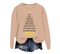 HZling Sweat Femm sans Capuche pour Femmes Sweat à Capuche Tendance pour Femme avec imprimé Lettre et col Rond l'automne et l'hiver(Khaki,S)