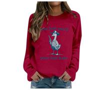 HZling Sweat-Shirt à sans Capuche pour Femme Sweat à Capuche décontracté imprimé Lettre pour Femme(Red,L)
