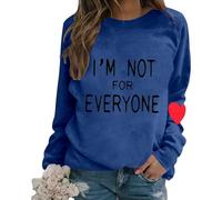 HZling Sweat Shirt Femme sans Capuche Sweat à Capuche à Manches Longues et col Rond pour Femme,décontracté,Couleur Unie,Ample,imprimé Lettre I'm Not for Everyone(Blue,L)