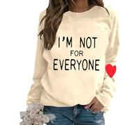 HZling Sweat Shirt Femme sans Capuche Sweat à Capuche à Manches Longues et col Rond pour Femme,décontracté,Couleur Unie,Ample,imprimé Lettre I'm Not for Everyone(Light Yellow,M)