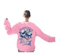 HZling Sweat-Shirt Femme sans Capuche Sweat-Shirt imprimé de Sensibilisation au Mois de la prévention du Port du Bleu, sans Capuche(XL)