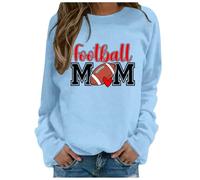 HZling Sweatshirt Femme sans Capuche Ootball Mom Sweatshirts Femmes: Proud Always Loud Shirt Game Day Graphic Shirts Automne Casual Pull Tops(Light Blue,L)