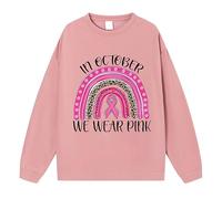 HZling Sweatshirt Femme sans Capuche Pull à Manches Longues et col Rond pour Femme Qui Inspire Le Cancer du Sein à être Fort(L)