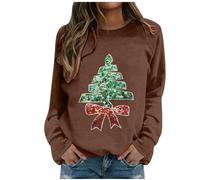 HZling Veste à Capuche Femme Tenues Assorties pour Maman et Moi Sweat-Shirt Joyeux Noël Pull Maman et Moi T-Shirt bébé Hauts d'arbre de Noël(Coffee,XXL)