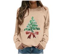 HZling Veste à Capuche Femme Tenues Assorties pour Maman et Moi Sweat-Shirt Joyeux Noël Pull Maman et Moi T-Shirt bébé Hauts d'arbre de Noël(Khaki,S)