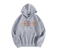 HZling Veste Automne Femme Sweat à Capuche décontracté à col Ras du Cou avec Poche et Lettre imprimée pour Femmes(Light Gray,L)