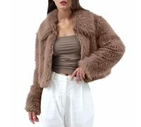 HZling veste fausse fourrure femme Manteau en similicuir pour femme,gilet décontracté sans manches,veste polaire duveteuse à col à revers,vêtements d'extérieur coupe-vent d'hiver(Khaki,XS)