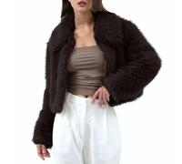 HZling veste fausse fourrure femme Manteau en similicuir pour femme,gilet décontracté sans manches,veste polaire duveteuse à col à revers,vêtements d'extérieur coupe-vent d'hiver(Coffee,XS)