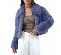 HZling veste fausse fourrure femme Manteau en similicuir pour femme,gilet décontracté sans manches,veste polaire duveteuse à col à revers,vêtements d'extérieur coupe-vent d'hiver(Blue,XXL)
