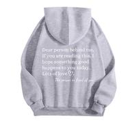HZling Veste Hiver Femme Femmes,chère Personne derrière Moi,si Vous lisez ceci,Quelque Chose de Bien Vous Arrive Aujourd'hui,Sweat à Capuche(Grey,XXL)