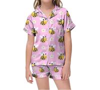 HZling VêTements pour EnfantsPyjama Court imprimé col V pour Enfants,vêtements de Nuit Confortables garçons et Filles,idéal au Quotidien,Le Printemps et l'été(10-11 Ans)