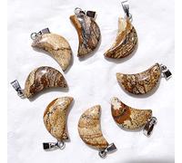 HZLXF1 12pcs Pierre Naturelle Quartz Cristal Tigre Oeil Turquoise pendentifs Lune for Bricolage Bijoux Fabrication Collier Accessoires Pendentif (Metal Color : NO.18)